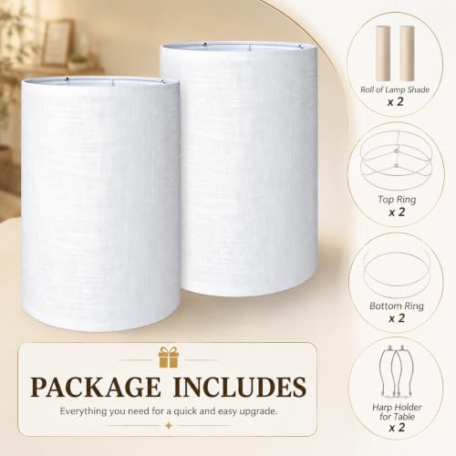 Drum Lamp Shades Set of 2 (White / 10x10x13 inch-2 Pack)