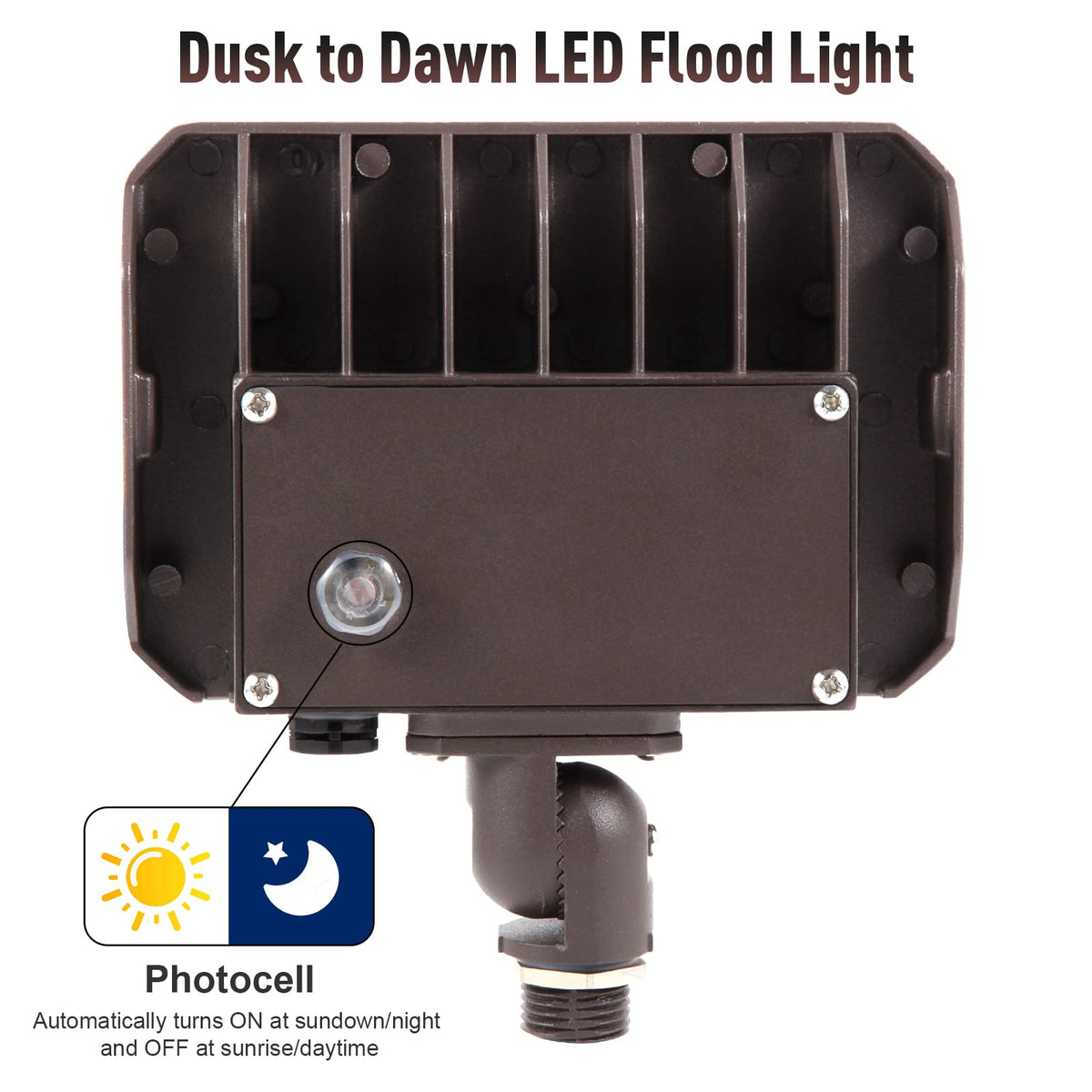 60W LED Flood Light Dusk to Dawn Knuckle floodlight 5000K 7800Lm ETL Listed