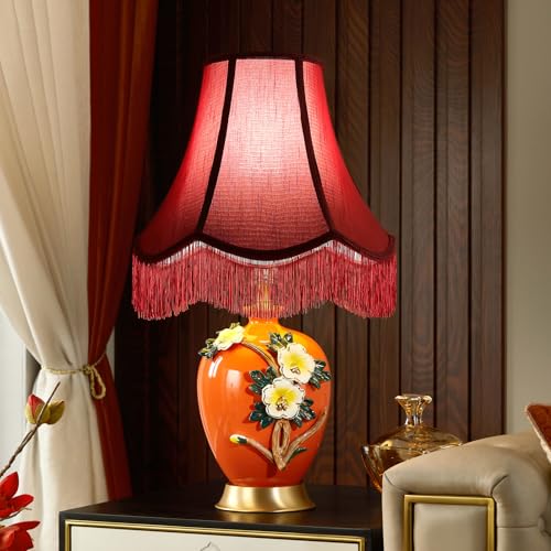 Red Silk Bell Lamp Shades (Burgundy / 2 Pack)