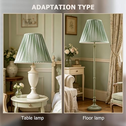 Lamp Shades White Green Polyester Set of 2 Bell Shade 6"×13"×9.8" (Green-2 Pack / 6*13*9.8in)