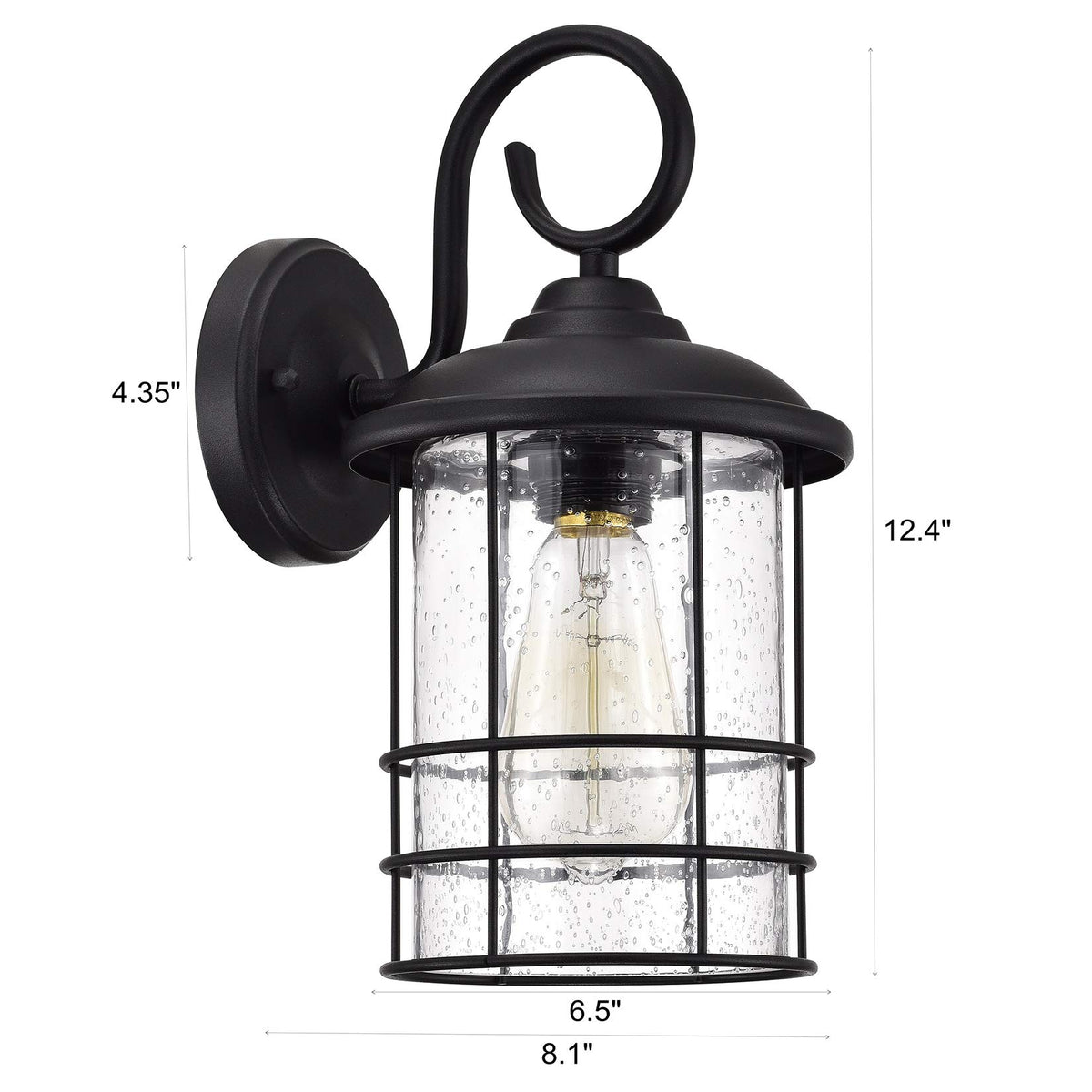 Matte Black Outdoor Wall Lantern 2 (Black / 2 Pack H12.25")