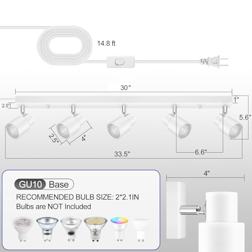 Track Lighting Plug in (White / 30" 5-Light Track Lighting)