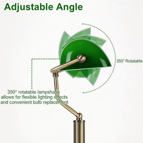 Vintage Bankers Lamp (Brass+Green)