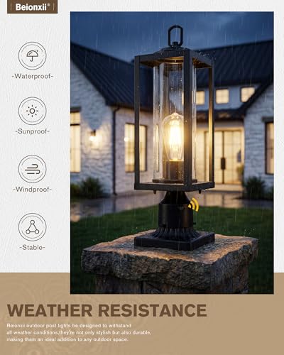 20 Inch Dusk to Dawn Outdoor Post Light (Black(Dusk to Dawn) / 20 in)
