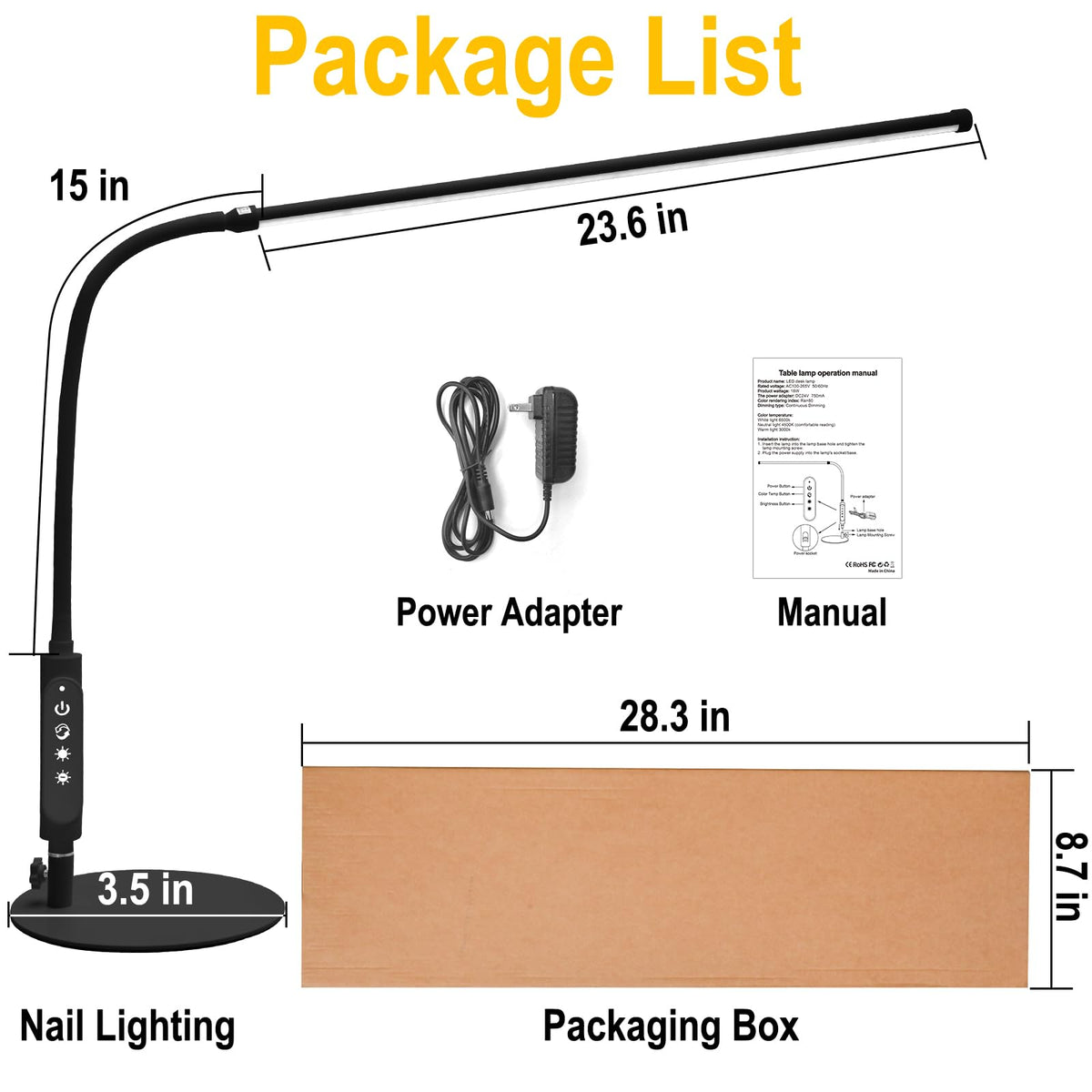 LED Desk Lamp (Black-Table)