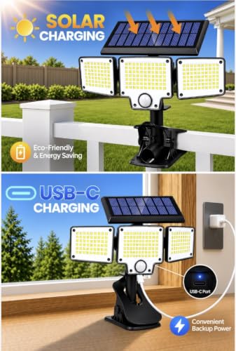 Clip on Solar Lights Outdoor (Clamp / 2Pack)