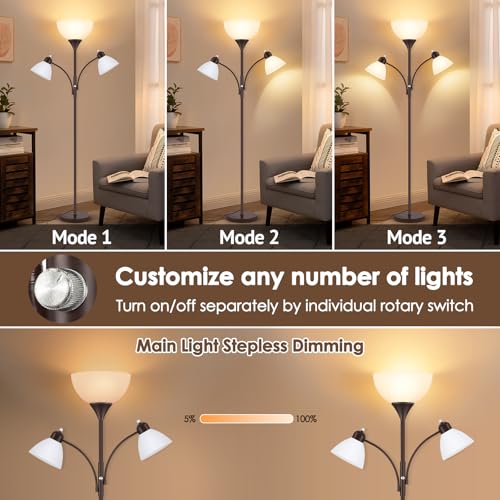 Torchiere Floor Lamps for Living Room (Brown)