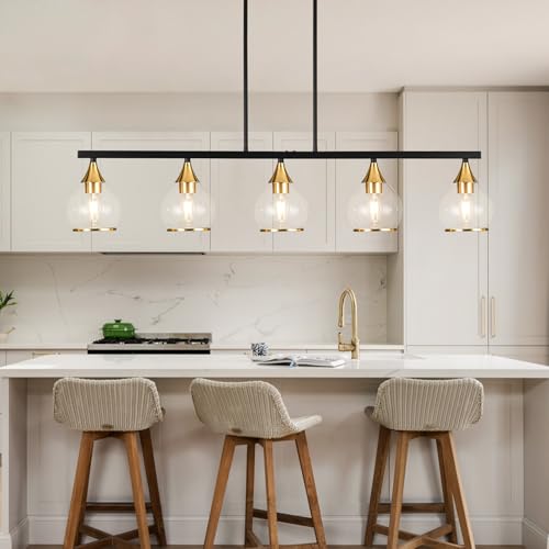 Island Light for Kitchen (Black and Gold / 5-Light)
