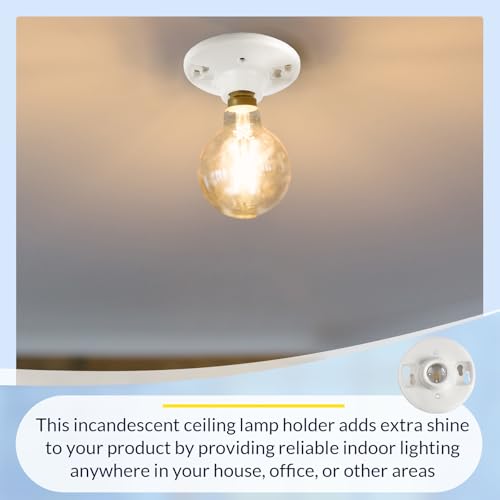 2 Pcs Light Socket E26 Porcelain Keyless Ceiling Bulb Fixture (Porcelain)
