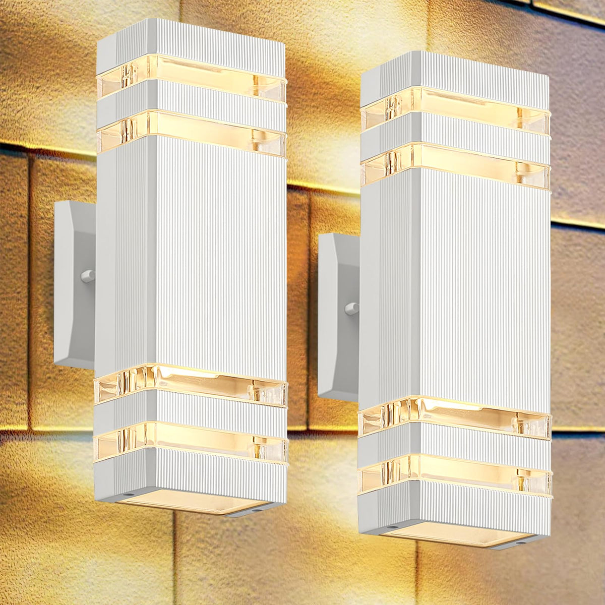 2 Pack Up and Down Outdoor Wall Lights (White / 2 Layer-2 Pack)