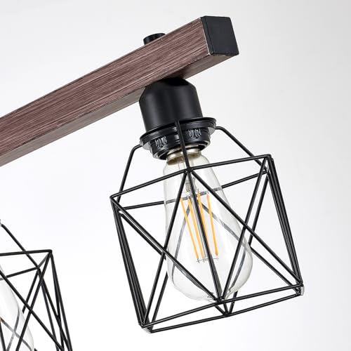 3 Light Vintage Industrial Pendant Light Over Table (Walnut+Black-3lights / 26.6-inch)