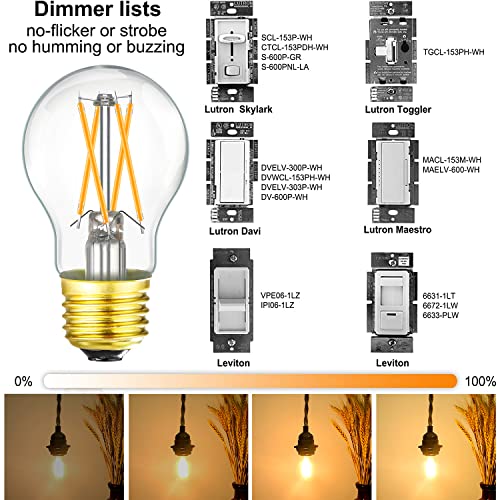 Dimmable E26 LED Bulb 6W Equal 60W Vintage LED Edison Bulb AC120V 2700K A15 LED Bulb for Ceiling Fan (6w=60w 2700k A15)