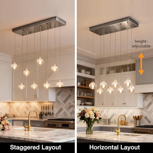 8 Lights Nickel Raindrop Rectangle Chandelier (8 Light / Nickel Rectangle)
