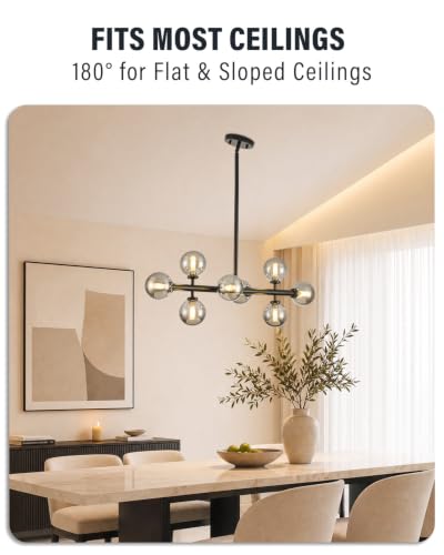 Modern Linear Chandeliers for Dining Room (Black (with Somke Grey Lampshade) / 31.5 Inch)