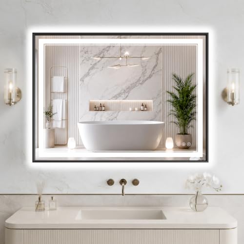 30"x40" LED Bathroom Mirror with Lights (Black / 40"L x 30"W)