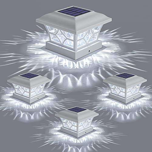 Solar Post Cap Lights 4 Pack with 1000mAh Battery (White / 4 Pack)