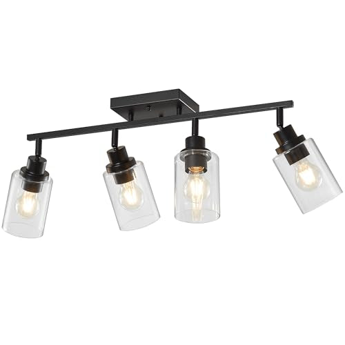 4 Light Kitchen Track Light Fixtures Ceiling Vanity Lights Black (Black / 4-Light)