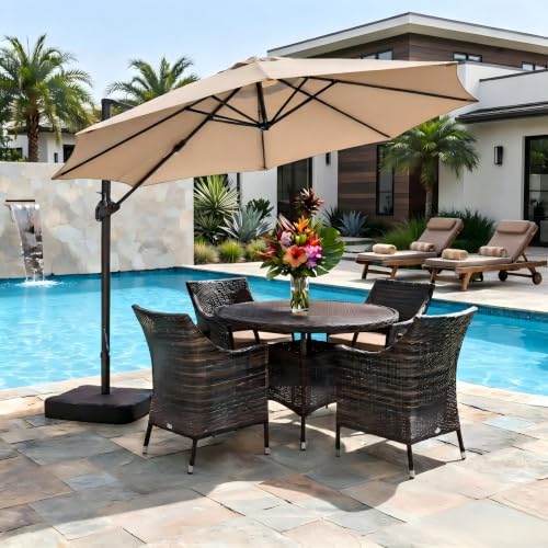 10FT Cantilever Offset Outdoor Umbrella with Base Included