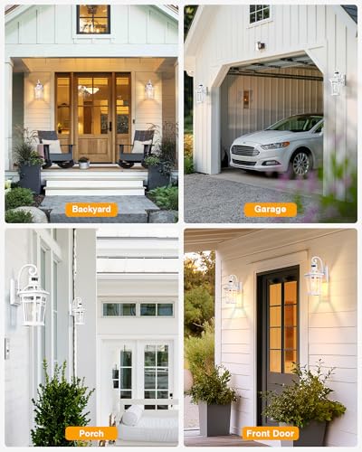 2 Pack Motion Sensor Outdoor Wall Lantern (White / 2-Pack)