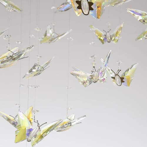 H102 High Ceiling Chandelier Modern Crystal Chandeliers Lighting Raindrop Large Chandelier for Staircase Foyer Entryway Living Room Dimmable 3000 (Silver / Dia 32")