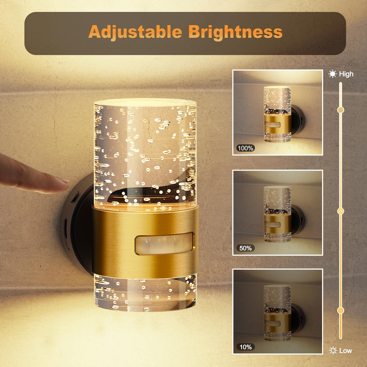 Motion Sensor Night Light (Gold-Battery)