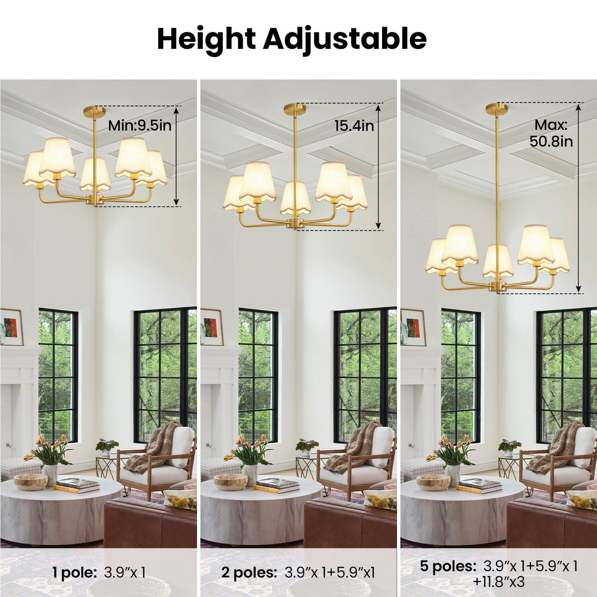 Modern Gold Chandelier 5 (Gold / 5-Light)