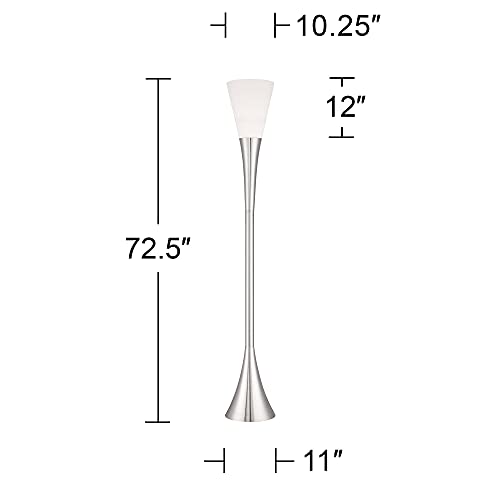 Piazza 72 1 2" Tall Brushed Nickel Modern Torchiere Floor Lamp (Silver Brushed Nickel)