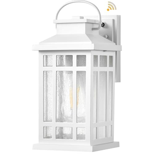 White Porch Lights Outdoor with Dusk to Dawn Sensor (White / Dusk to Dawn Sensor-1 Pack)