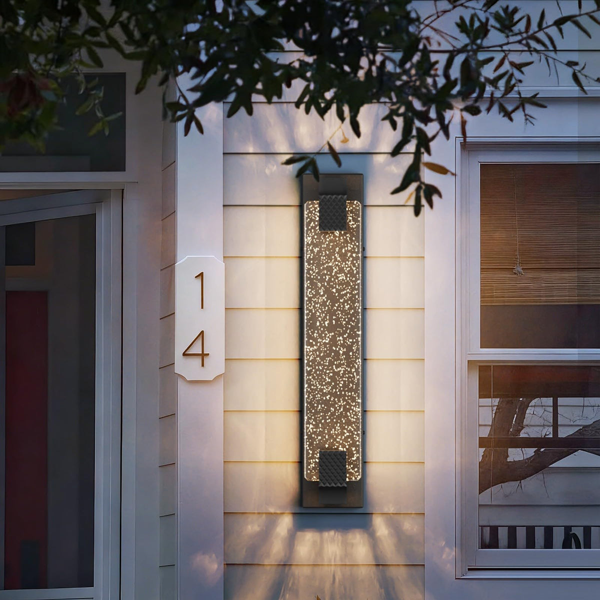 23.6in Black Outdoor Wall Sconces Modern LED Crystal Exterior Lights (Black / 23.6 inch)