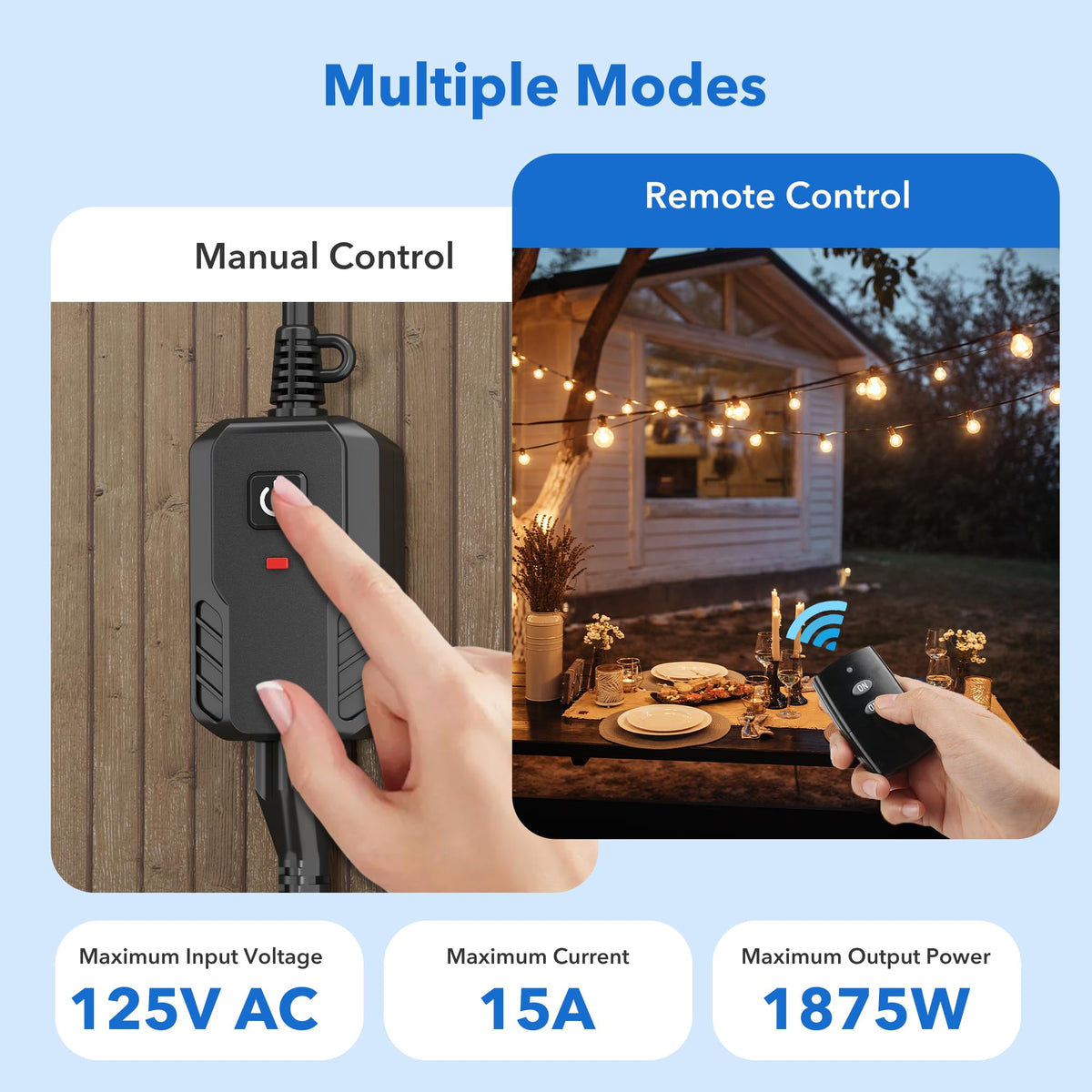 Remote Control Outlet Wireless Light Switch Outdoor Indoor 3 (1 Outlet, 1 Remote, 3 Pack)
