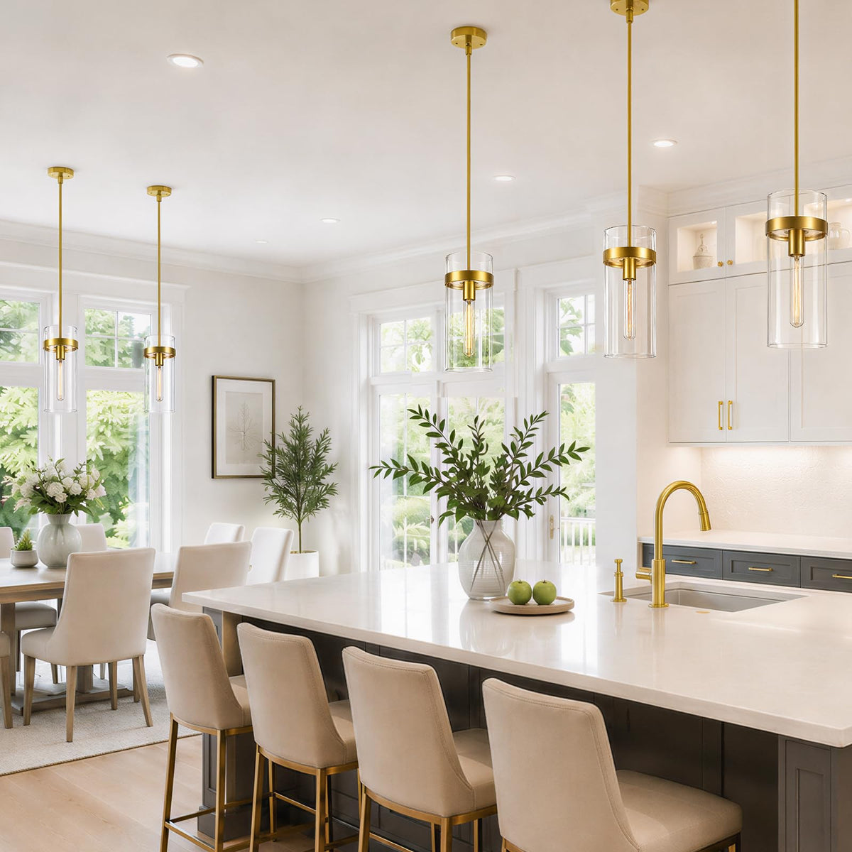 6 Inch Brass Pendant Lights Kitchen Island 2 Pc (Brass-6-IN-2PC)