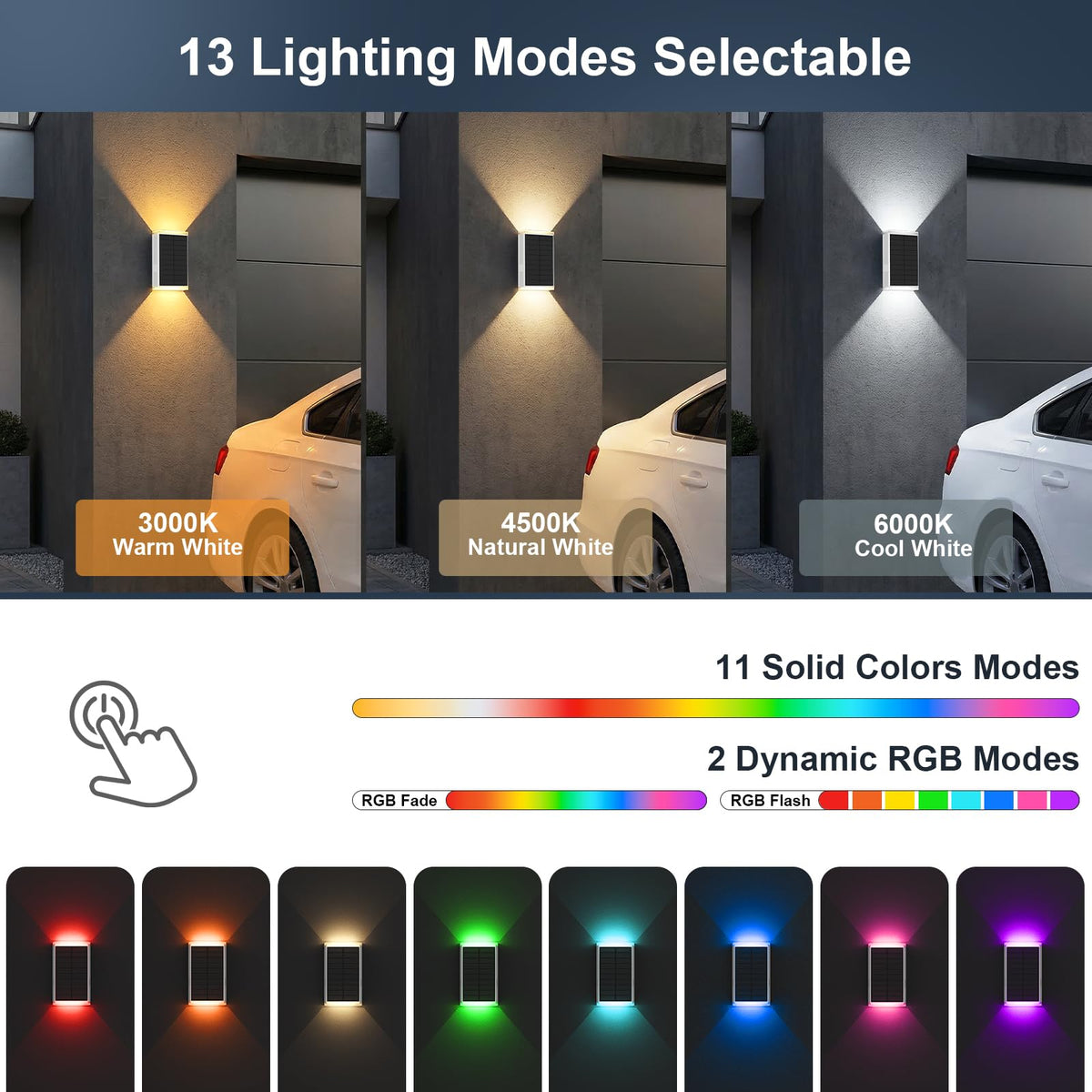 Solar Sconce Lights Outdoor (White)