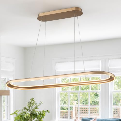 39.4" Dimmable Modern LED Chandelier (Gold / W39.4"-2 Ring)