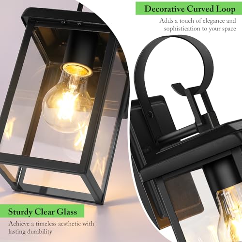 2 Pack Outdoor Wall Light Fixtures (Matte Black / 12.8")