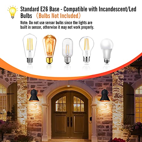 2 Pack Dusk to Dawn Outdoor Wall Sconces (Matte Black)