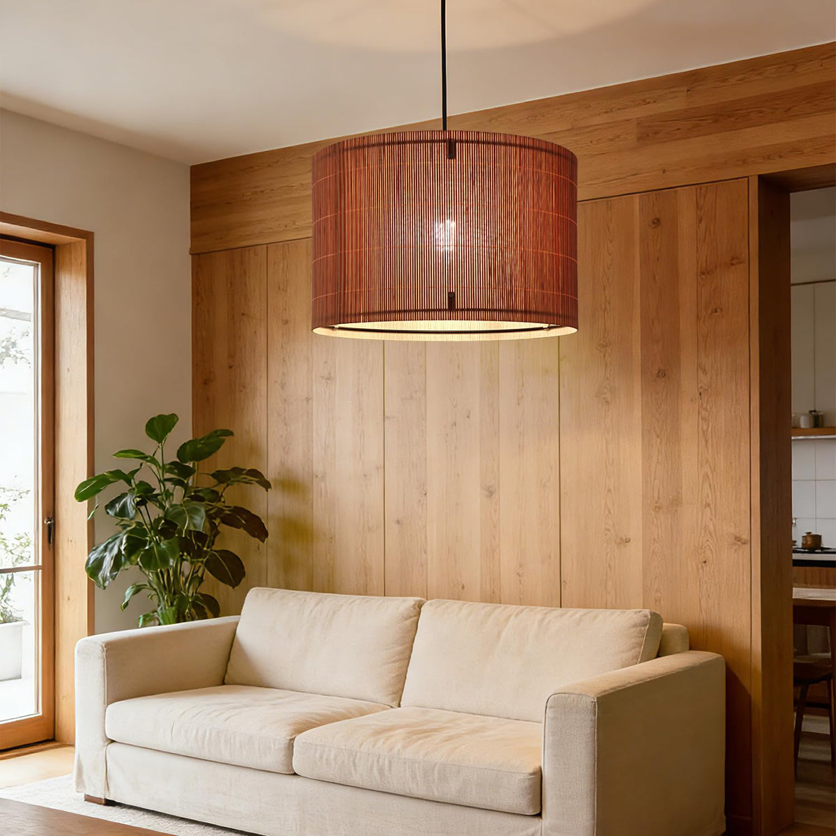 Modern Pendant lamp shade Art decorative Orange Lines Minimalist 13.8x9Inch (Orange & Lines)