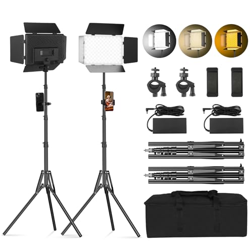 2Pack LED Video Light Kit with Barn Door 12.6" Bi