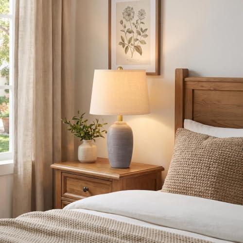 21" Vintage Ceramic Table Lamps Set of 2 for Bedroom Rustic Gray (21" Grey - 2 Pack)