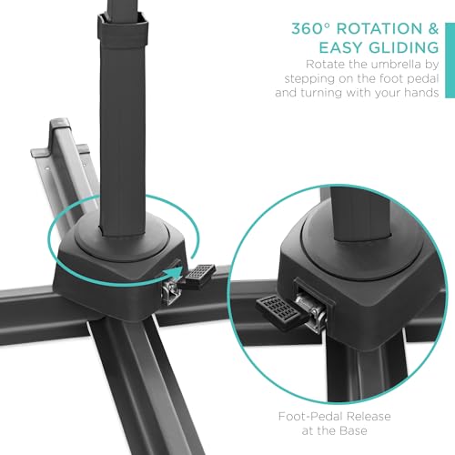 10ft Solar LED Cantilever Patio Umbrella (Rust / 10ft LED 360 w/ Tilt)