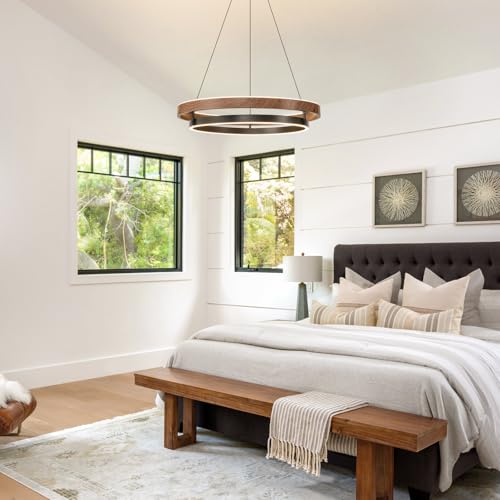Wood Ring LED Chandelier for Dining Room (24'')