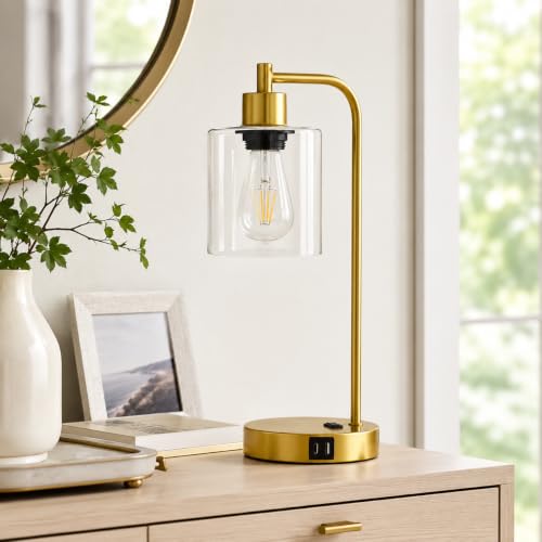 Industrial Touch Control Table Lamps Set of 2 (Gold(2 pack) - Clear Glass - Touch Control)