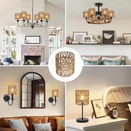 6 Pack Rattan Lamp Shade Mix