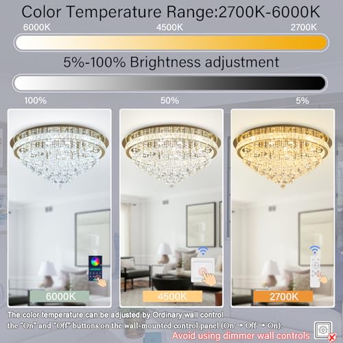 Dia 32" Modern Crystal Chandeliers for Dining Room (Gold / Dia 32")