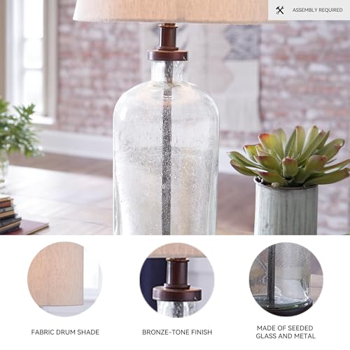 Bandile Seeded Glass Bedside Table Lamp (Bronze)