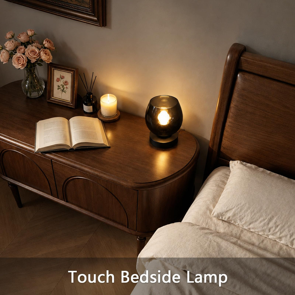 Touch Bedside Table Lamp (Black (No USB) / 1-Pack)