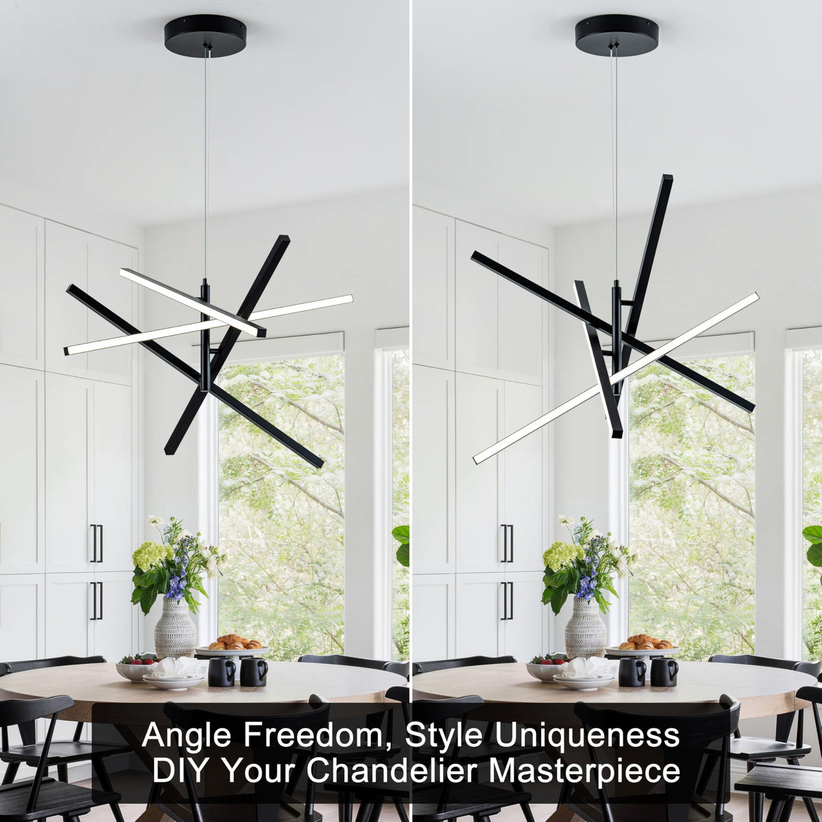 Modern LED Chandelier (Black-5 light)