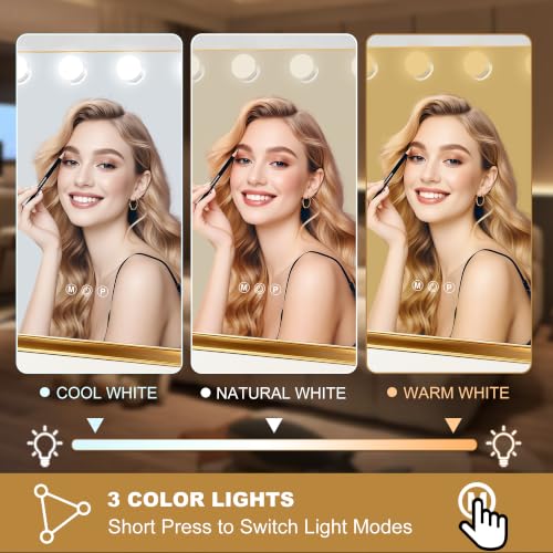 Vanity Mirror with Lights (Gold / 19"L x 16"W)