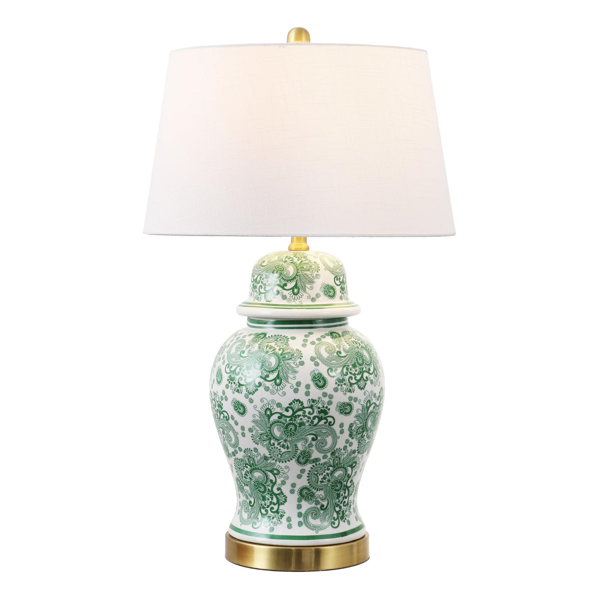 Ellis Chinoiserie Ginger Jar Table Lamp 29.5" (Green/White)