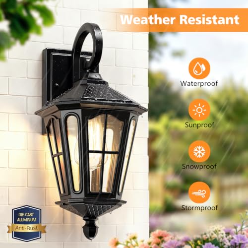 16'' Outdoor Wall Lights 2 Packs (Black)