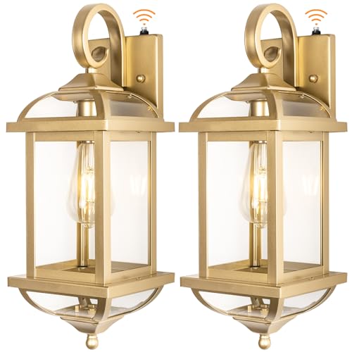 Dusk to Dawn Golden Outdoor Sconces Enclosed Bottom (Gorgeous Golden / Dusk to Dawn Sensor)